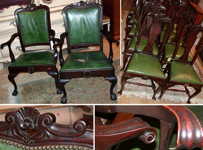 Lot 220 - Set of Thirteen Chippendale Style Leather...
