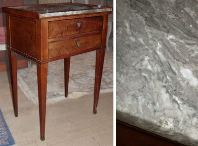 Lot 354 - Louis XVI Style Marble Top Walnut Side Table