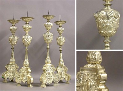 Lot 617 - Set of Four Baroque Style Silvered Metal...