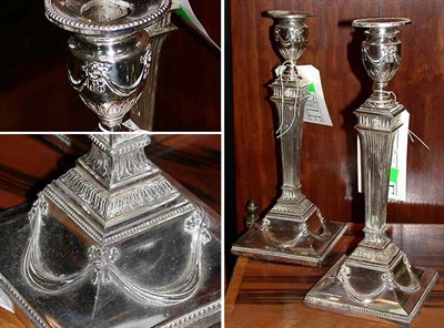 Lot 305 - Pair of Georgian Style Silver Plated Candlesticks