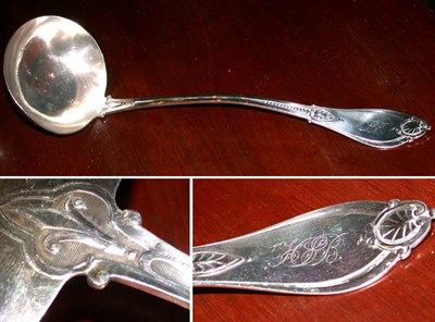 Lot 285 - E. O. Zadek & Co. Sterling Silver Soup Ladle...