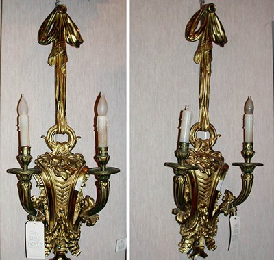 Lot 421 - Pair of Louis XVI Style Gilt-Bronze Two-Light...