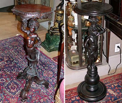 Lot 572 - Two Rococo Style Oak Figural Pedestals Height...