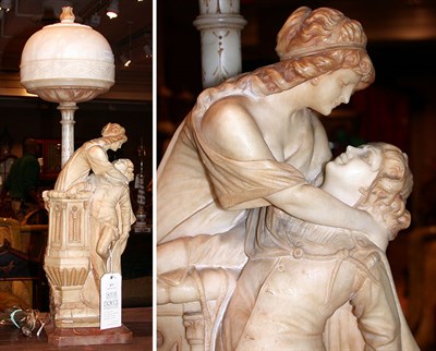 Lot 377 - Continental Alabaster Figural Lamp Depicting...