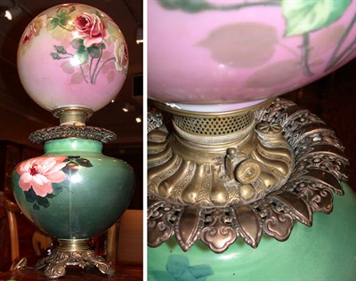 Lot 274 - Gone With the Wind Painted Milk Glass Lamp