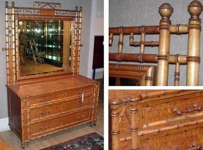 Lot 275 - Victorian Faux Bamboo Mirror Back Maple Chest...