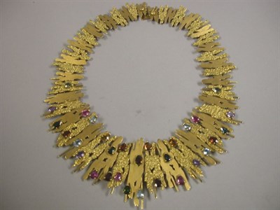 Lot 401 - Heavy Gold and Multicolored Stone Necklace