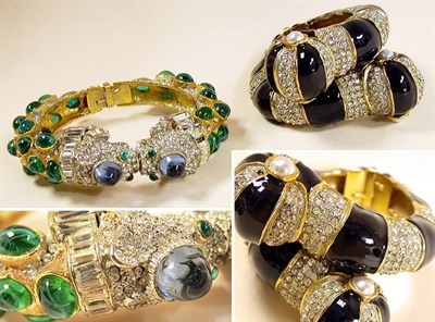 Lot 915 - Two Kenneth Jay Lane Hinged Bracelets