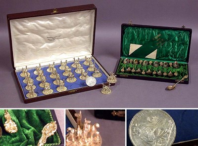 Lot 210 - Set of Twenty-Four Peruvian Silver Place Card...