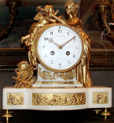 Lot 428 - Louis XVI Style Gilt-Bronze and Marble Figural...