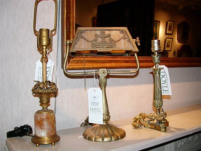 Lot 123 - Group of Three Patinated-Metal Lamps