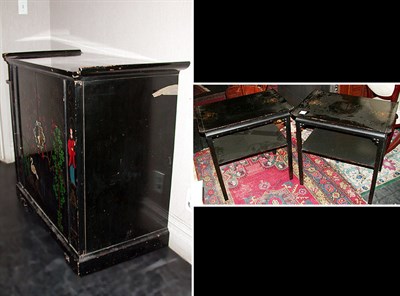 Lot 144 - Oriental Painted Cabinet Together with a Pair...