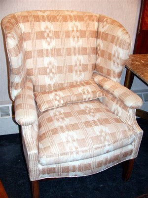 Lot 146 - Georgian Style Upholstered Walnut Wing Chair...