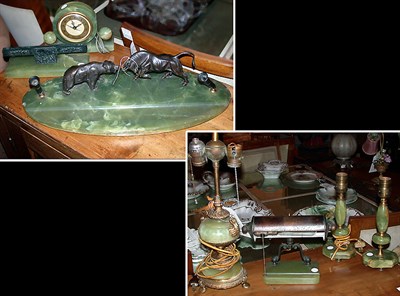Lot 163 - Group of Seven Onyx Desk Accessories