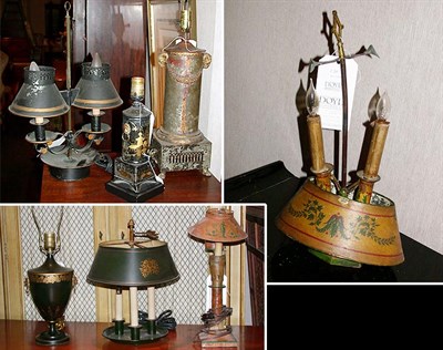 Lot 170 - Group of Seven Tole Painted Lamps