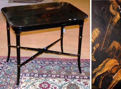 Lot 4427 - Regency Style Painted Tole Tray on Stand Of...