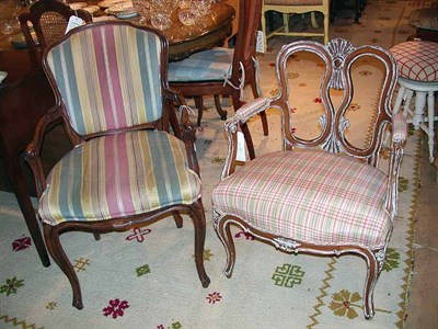 Lot 203 - Rococo Style Painted and Upholstered Armchair...