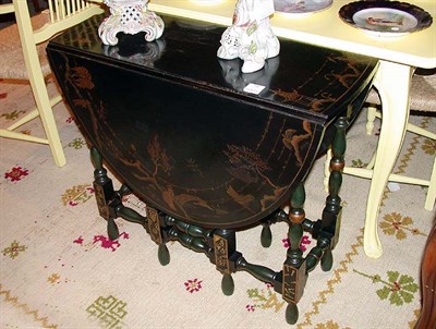 Lot 228 - William and Mary Style Black Lacquered...