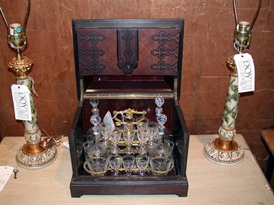 Lot 234 - Continental Walnut Cased Decanter Set