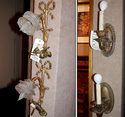 Lot 248 - Two Pairs of Patinated-Metal Single-Light Sconces