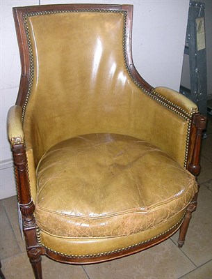Lot 281 - Directoire Leather Upholstered Oak Armchair
