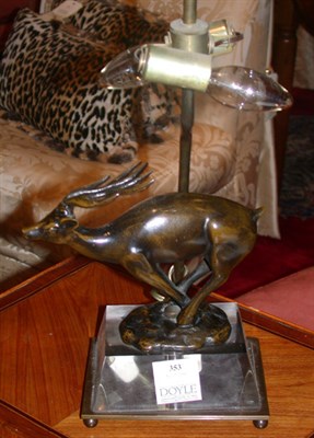 Lot 353 - Art Deco Patinated-Metal and Lucite Lamp