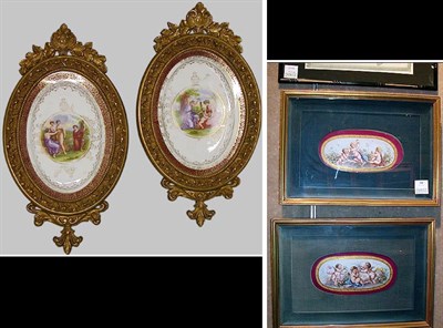 Lot 388 - Two Pairs of Framed Porcelain Plaques