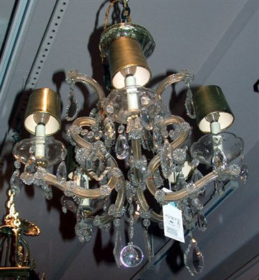 Lot 401 - Georgian Style Cut Glass Five-Light Chandelier