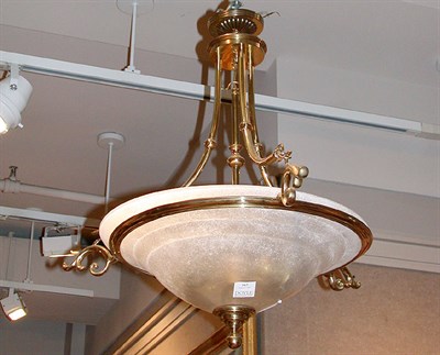 Lot 404 - Glass and Brass Light Fixture