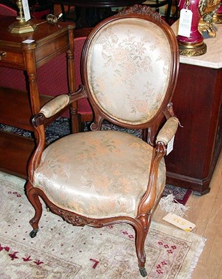 Lot 434 - Victorian Upholstered Mahogany Armchair