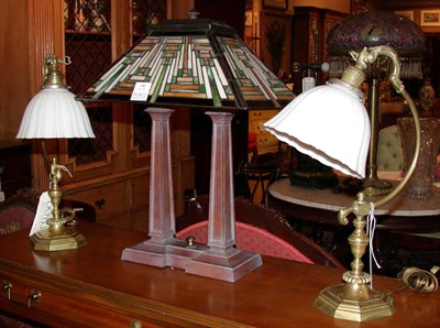 Lot 435 - Arts and Crafts Style Lamp Together with a...