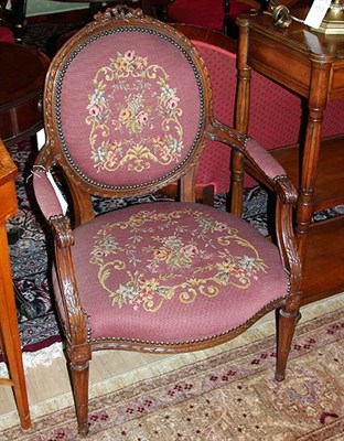 Lot 437 - Louis XV Style Needlepoint Upholstered Fauteuil