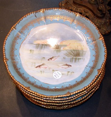 Lot 444 - Set of Ten Continental Porcelain Fish Plates
