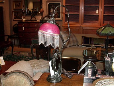 Lot 477 - Pair of Patinated-Metal Figural Lamps