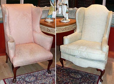 Lot 511 - Two Georgian Style Upholstered Mahogany Wing...