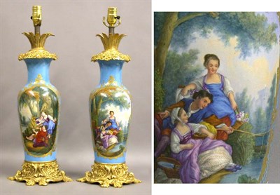 Lot 278 - Pair of Gilt-Bronze Mounted Sevres Style...