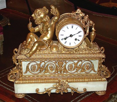 Lot 383 - Louis XVI Style Gilt-Bronze and Marble Clock...