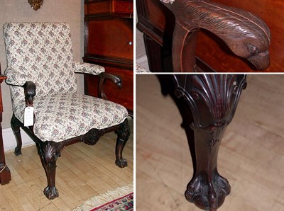 Lot 584 - George III Style Upholstered Mahogany Library...