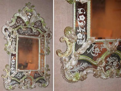 Lot 296 - Venetian Glass Mirror Height 60 inches, width...
