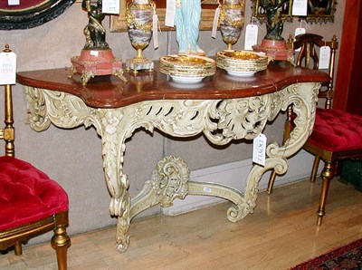 Lot 311 - Louis XV Style Ivory Painted Console With a...