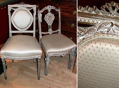 Lot 384 - Two Louis XVI Style Limed Wood Side Chairs