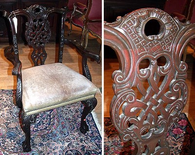 Lot 422 - George III Style Upholstered Mahogany Armchair