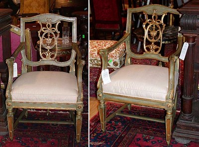 Lot 257 - Pair of Neoclassical Style Green Painted and...