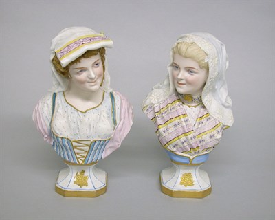 Lot 329 - Pair of Paris Bisque Busts Height 9 3/4 inches.