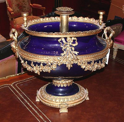 Lot 375 - Sevres Style Gilt-Metal Mounted Porcelain Urn...