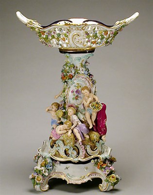 Lot 356 - Meissen Porcelain Figural Footed Compote...