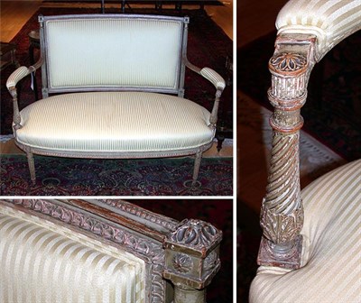 Lot 443 - Louis XVI Ivory Painted Canape Length 52 inches.