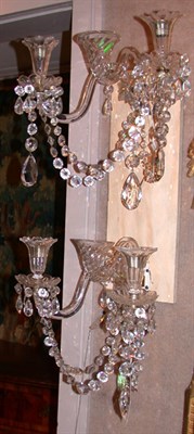 Lot 188 - Set of Four George III Style Cut Glass Sconces...