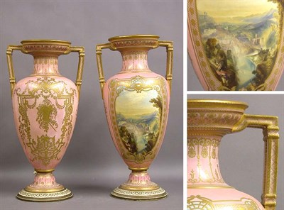 Lot 228 - Pair of English Porcelain Urns Decorated with...