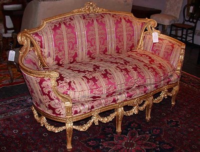 Lot 254 - Louis XIV Style Gilt-Wood Upholstered Settee...